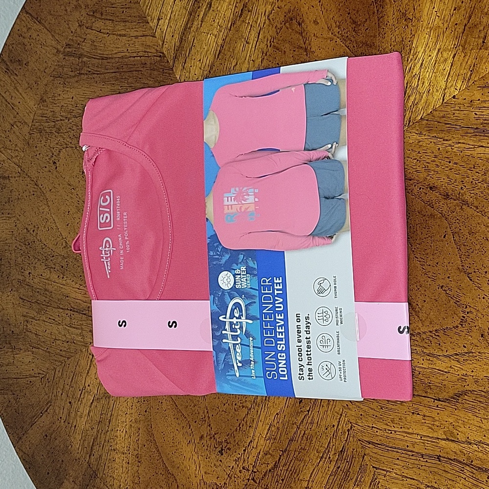 Reel Life Long Sleeve UV Tee, Sun Defender S, Coral, NWT